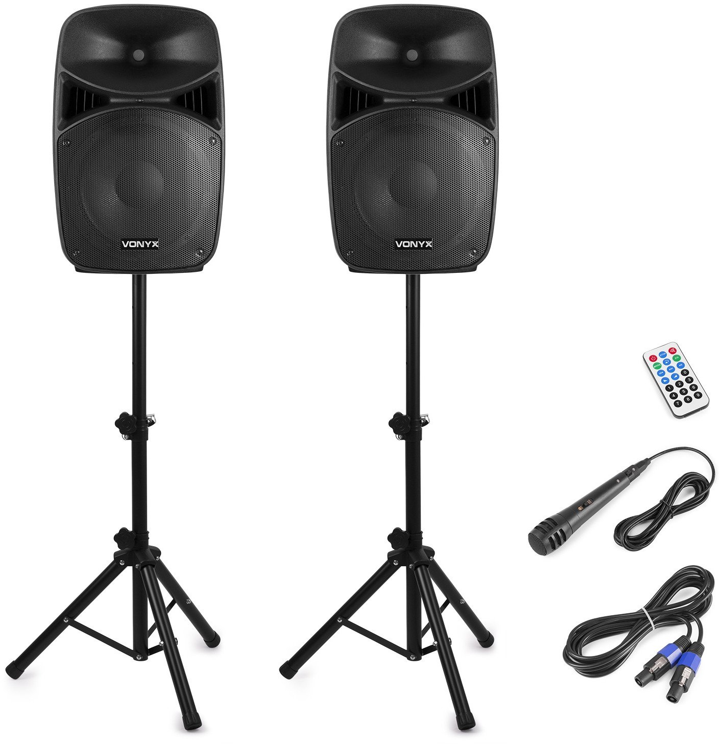 Zestaw nagłośnieniowy aktywny 1000W statywy mikrofon Vonyx one size