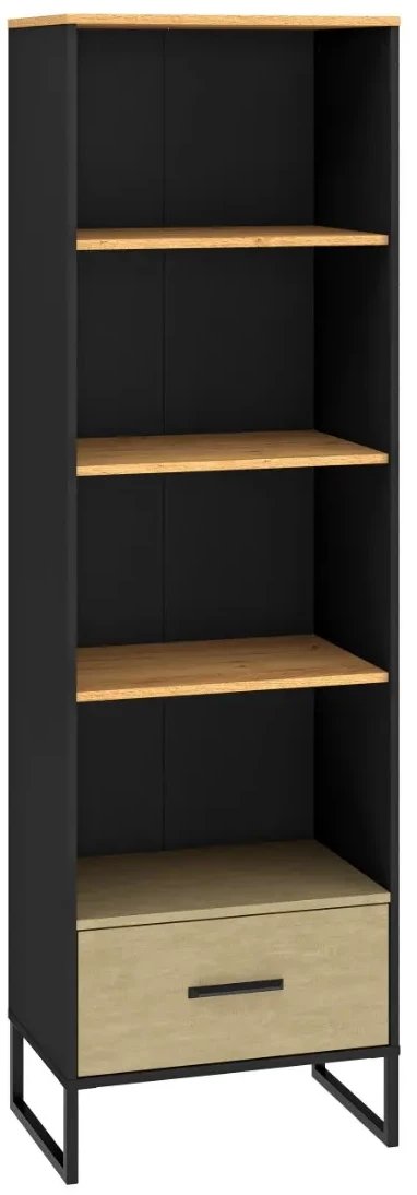 Regał wysoki COLT 03 dąb złoty craft/czarny ML MEBLE