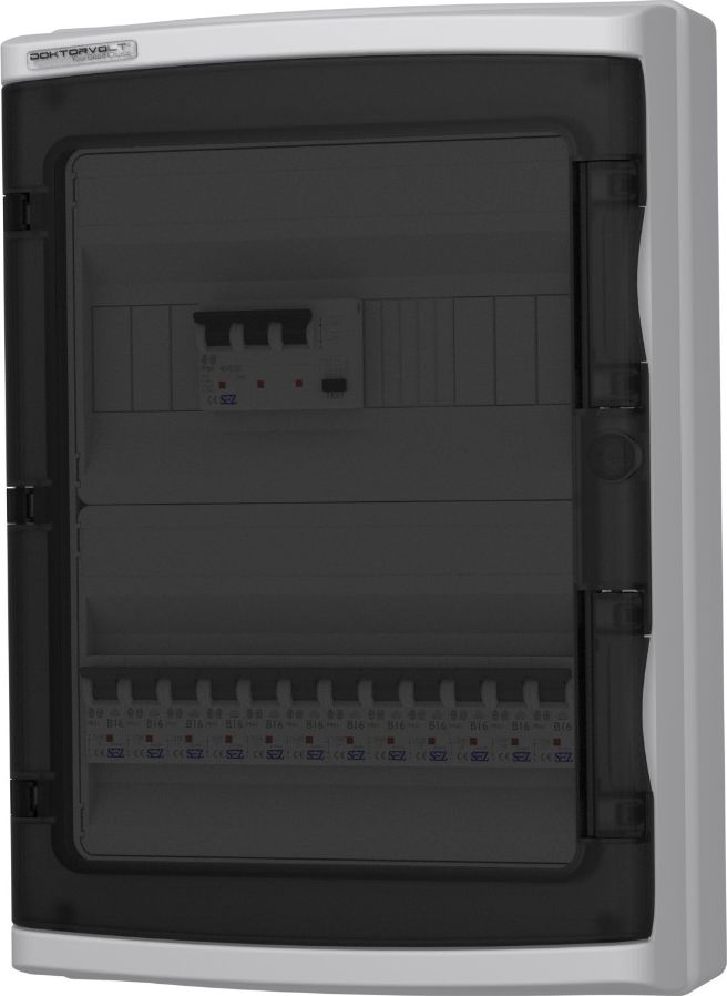 Doktorvolt Rozdzielnica modułowa HI-S/FI z wyłącznikiem róźnicowoprądowym / nadprądowym IP65 Doktorvolt 9122