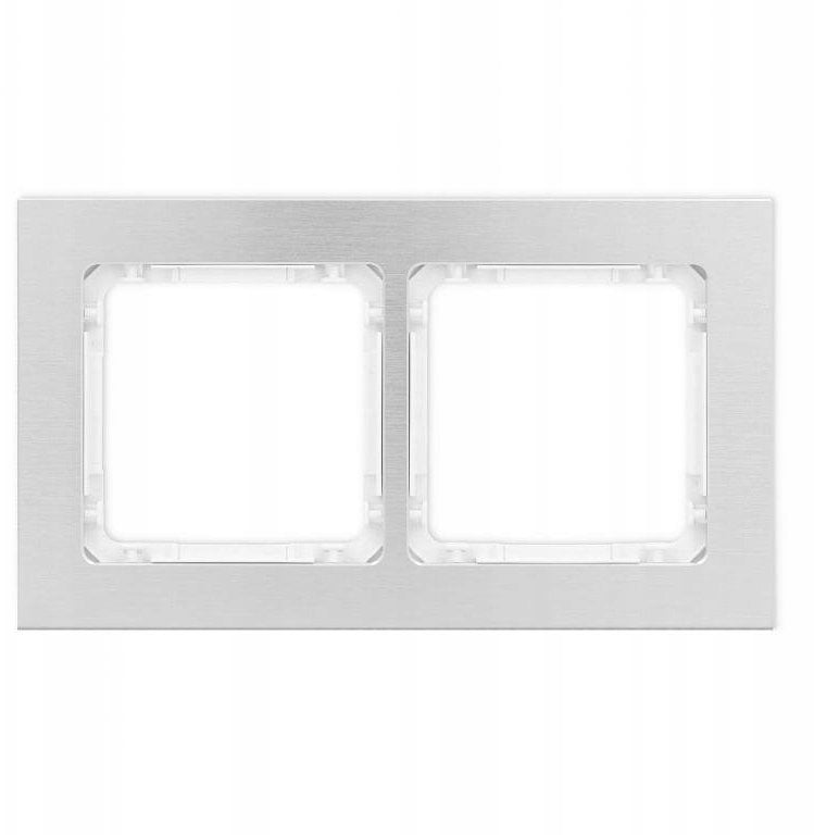 DECO Ramka uniwersalna podwójna - aluminium szczotkowane (ramka: srebrna spód: biały) 7-0-DRA-2