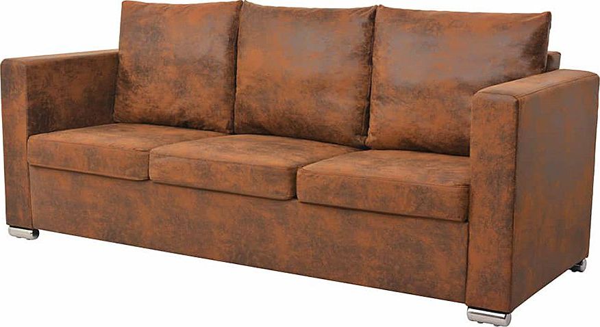 Elior Przytulna brązowa sofa trzyosobowa - Vela 3Q