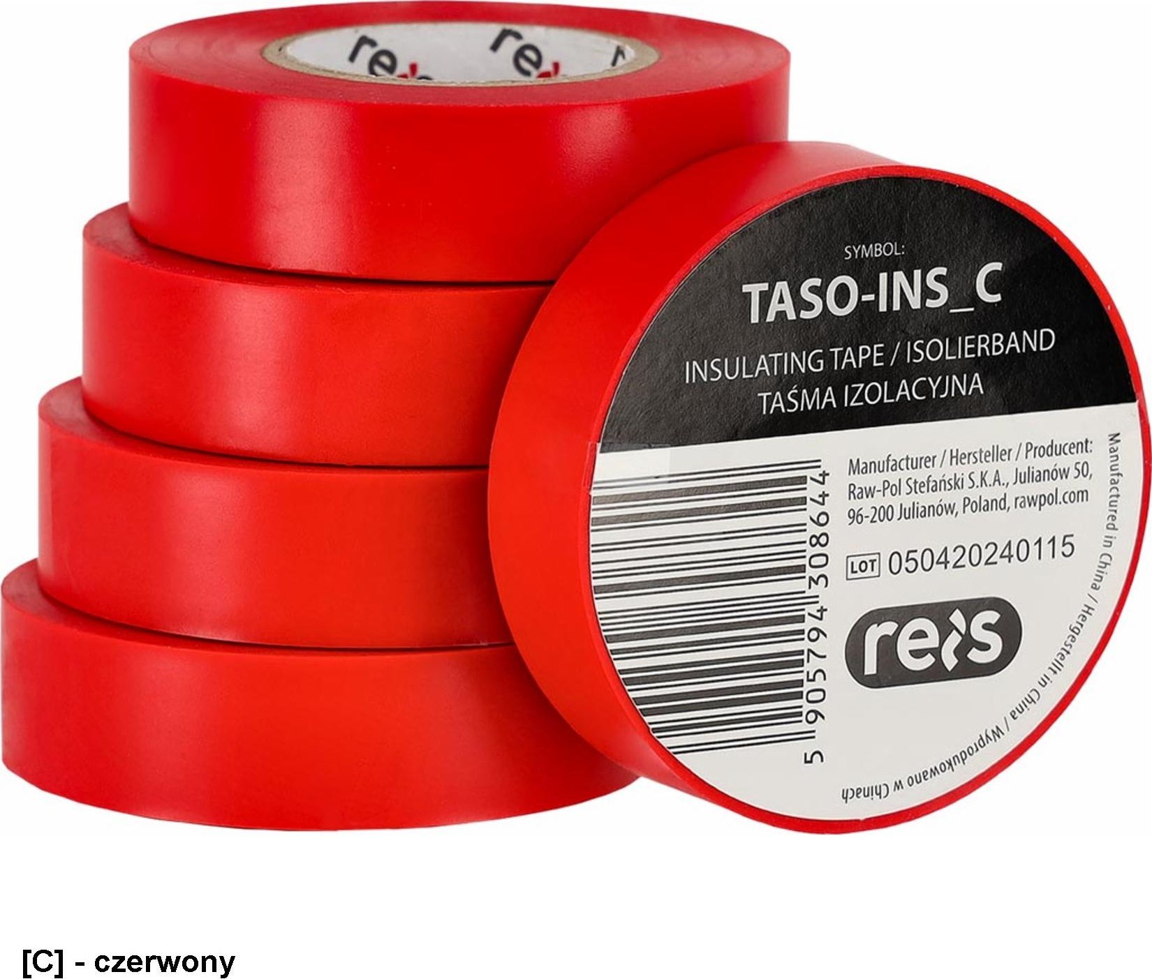 R.E.I.S. TASO-INS - Taśma izolacyjna samoprzylepna - czerwony - szerokość