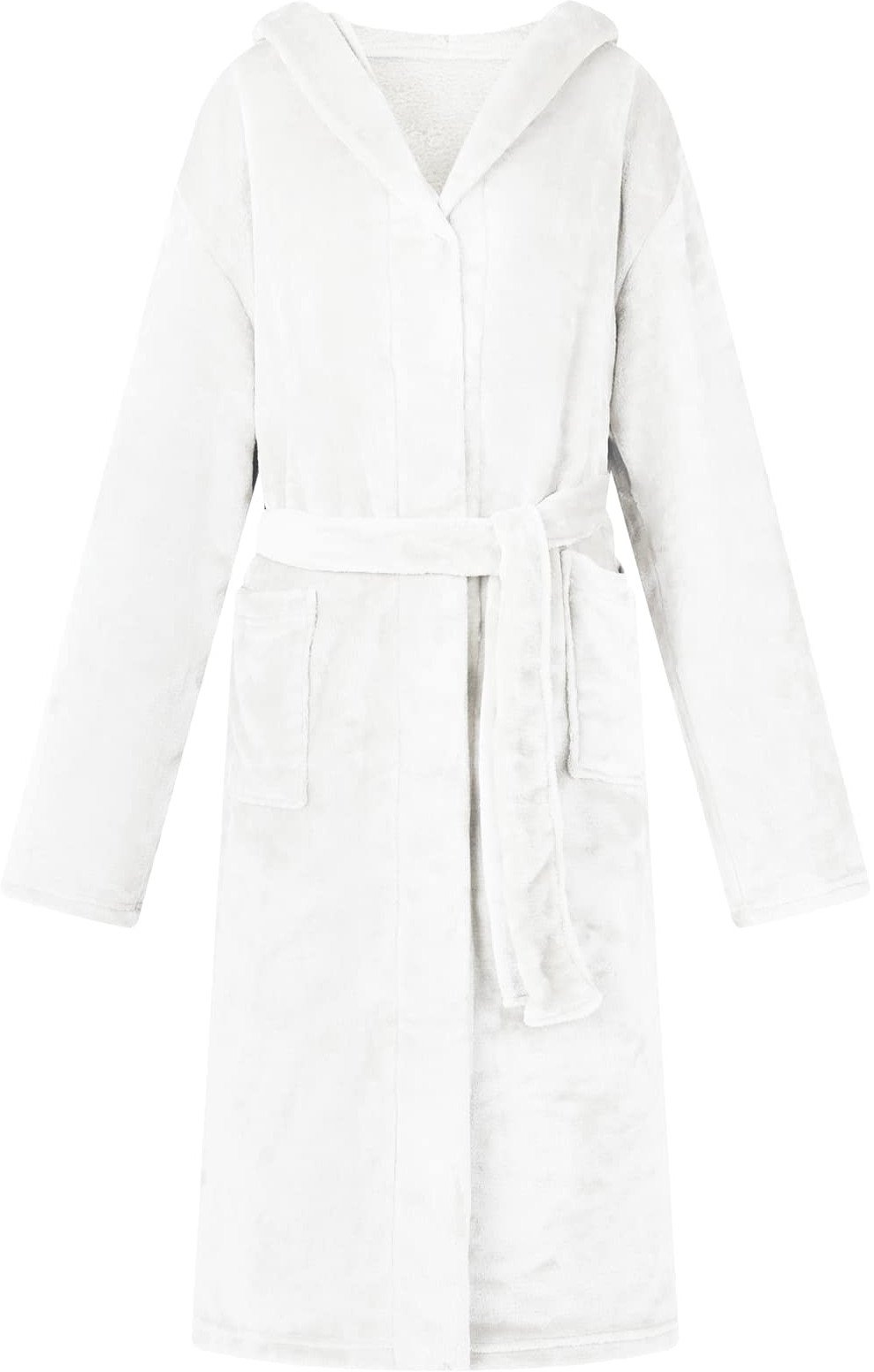 vidaXL Szlafrok z kapturem Biały z flaneli