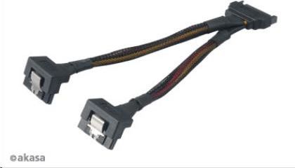 Akasa SATA 15-pin - SATA 15-pin x2, 0.15m, Czarny (AK-CBPW15-15BK)