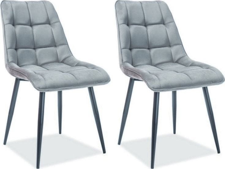 Signal Zestaw 2 krzeseł CHIC VELVET szare aksamitne