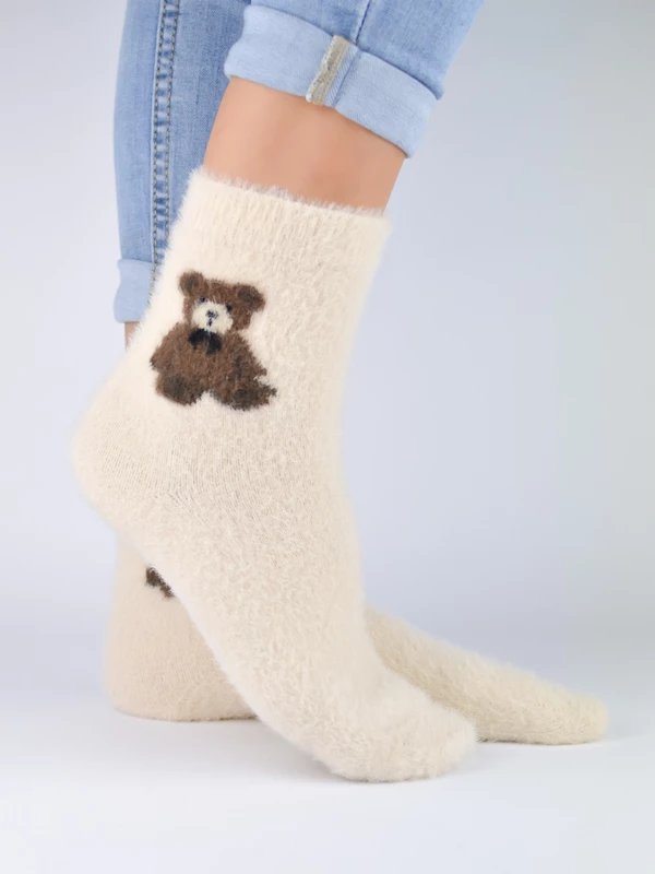 Skarpety dziewczęce puchate Miś SB085-G-01B EUR 27-30