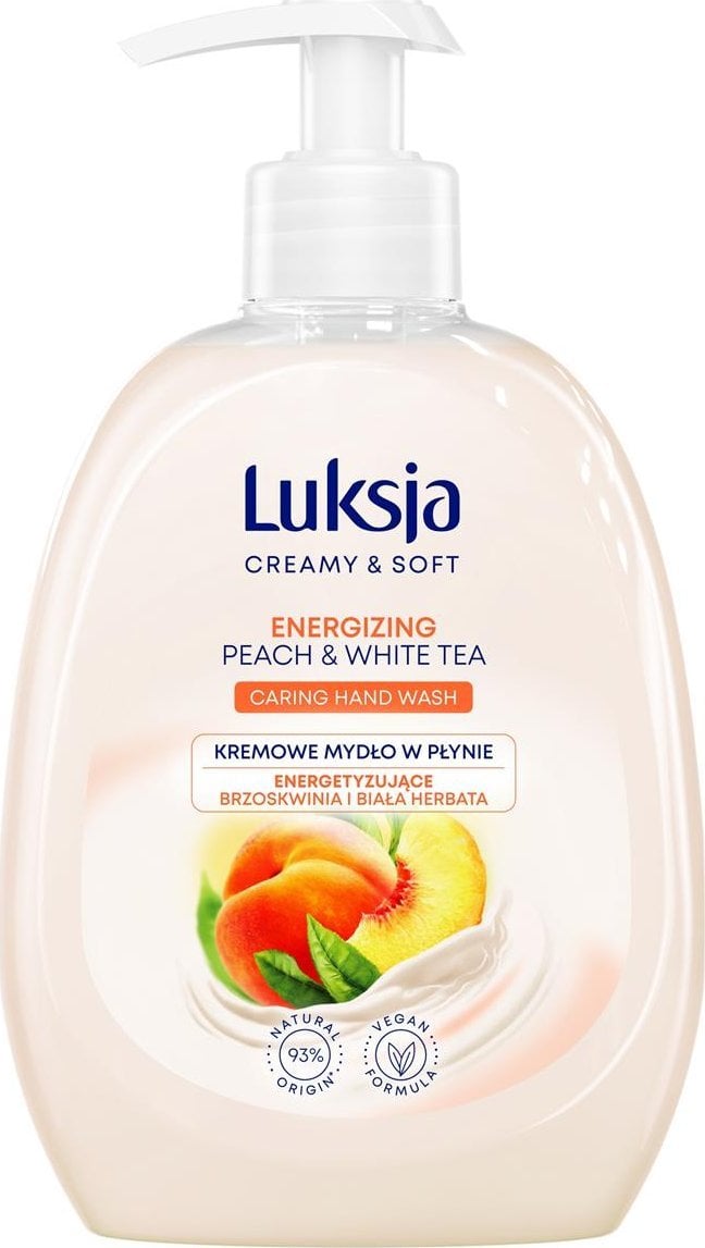 Sarantis Luksja Creamy & Soft Energizujące Kremowe Mydło w płynie Brzoskwinia i Biała Herbata 500ml
