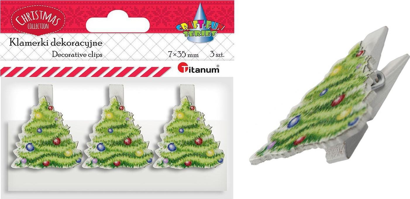 Titanum Klamerki dekoracyjne drewniane Choinki 3 szt Titanum