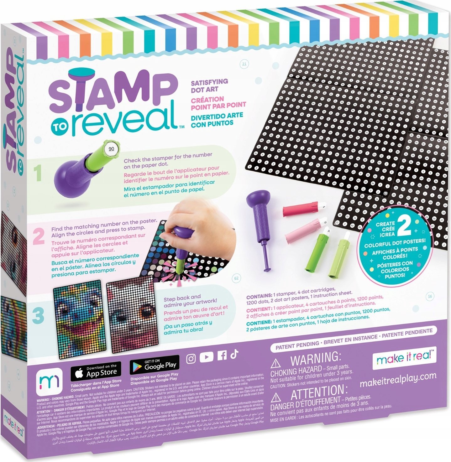 Make it real MAKE IT REAL Zestaw do kropkowania po numerach Kotek i Dinozaur, zabawka kreatywna