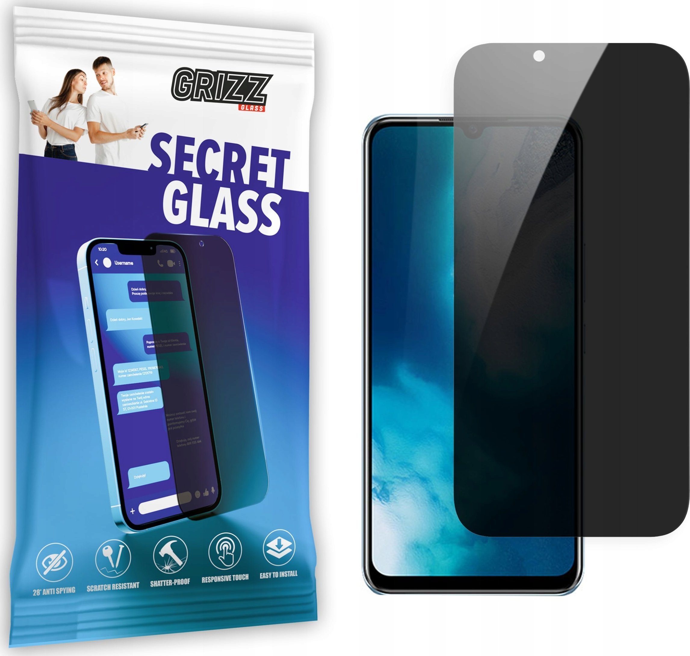 GrizzGlass Szkło prywatyzujące GrizzGlass SecretGlass Vivo V20 SE