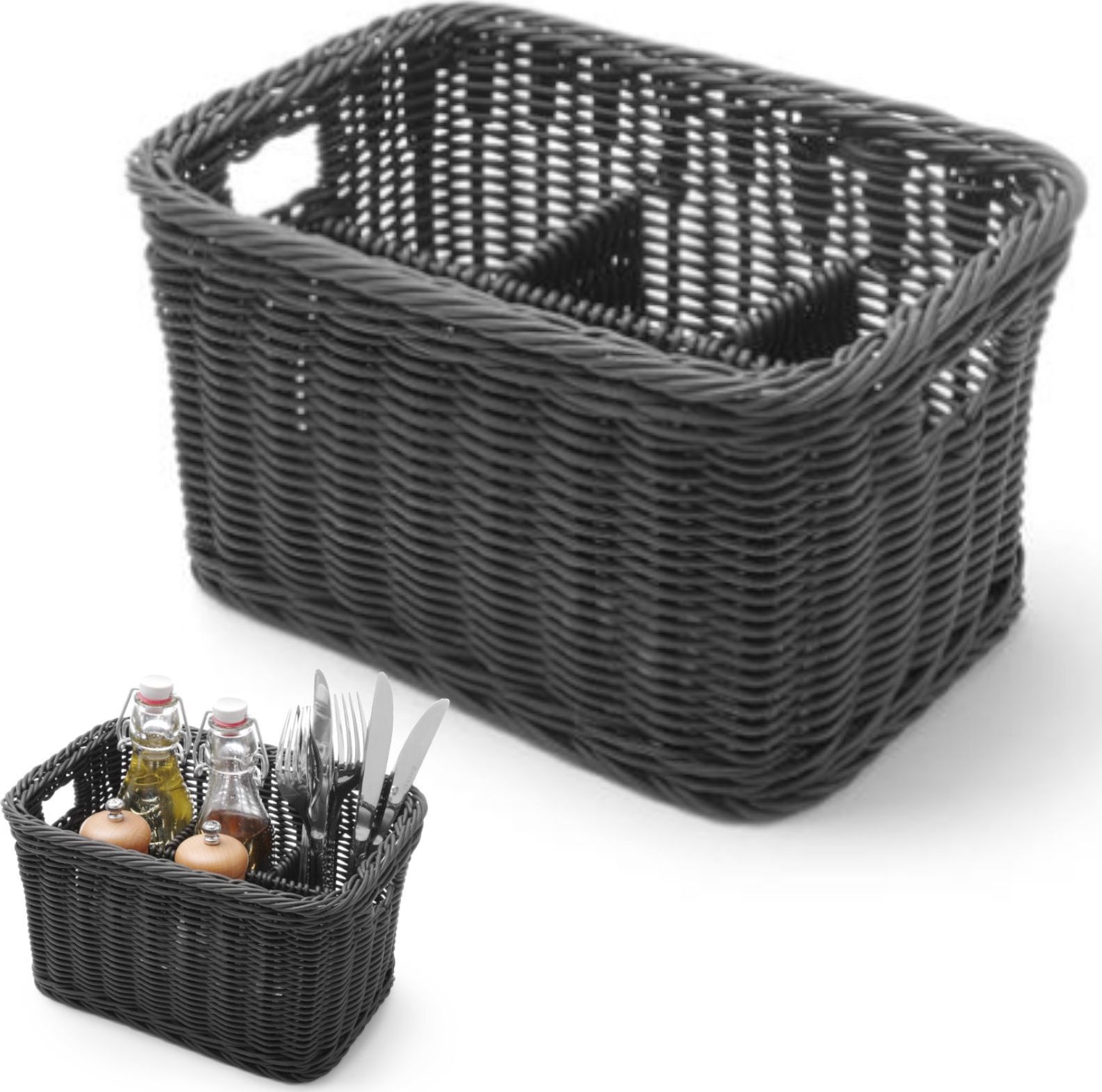 Hendi Koszyk dyspenser na sztućce przyprawy z 4 przegródkami szary melanżowy - Hendi 426074 Koszyk dyspenser na sztućce przyprawy z 4 przegródkami sza