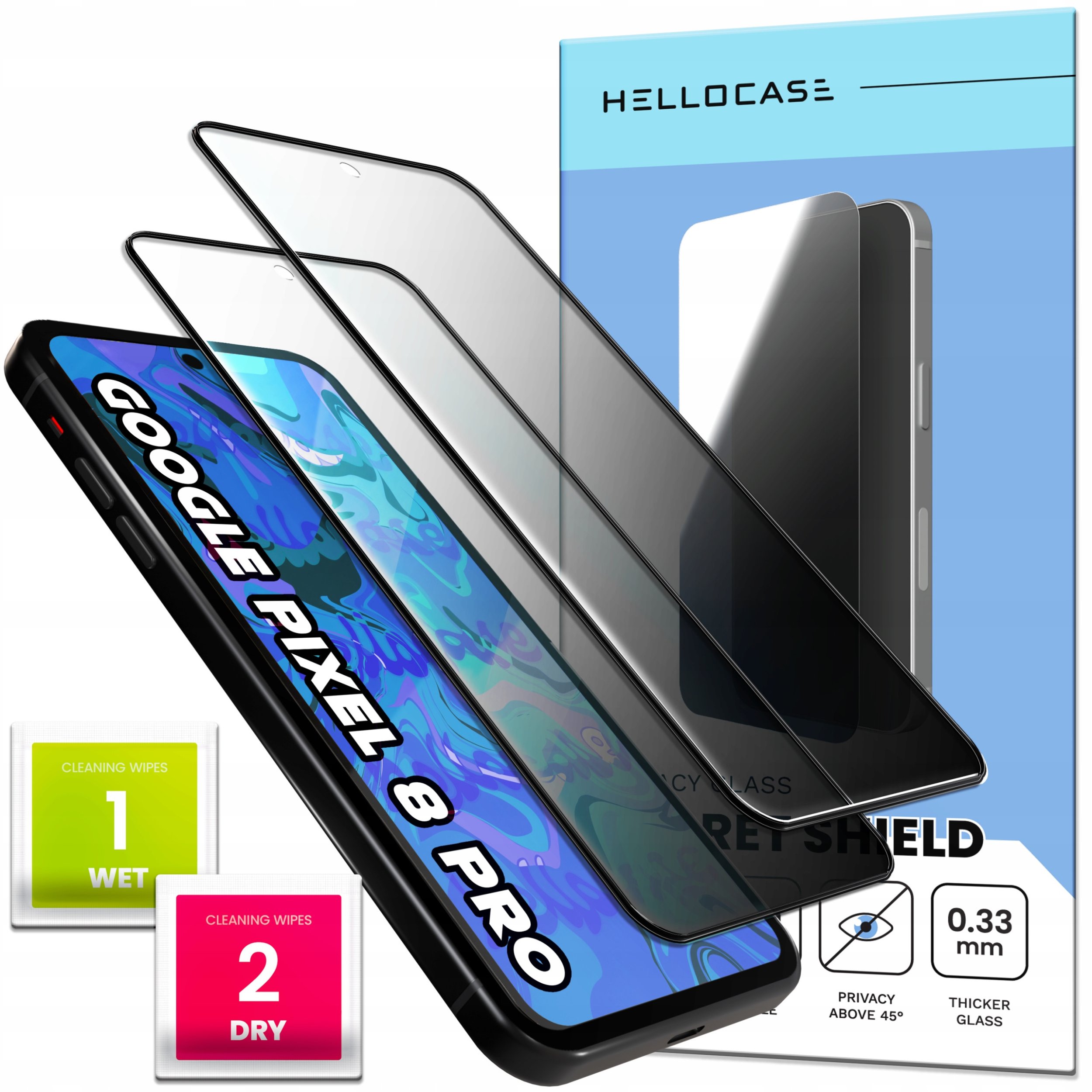 [2-pak] Szkło Hartowane Do Google Pixel 8 Pro (Antyszpiegowskie, Ochronne)