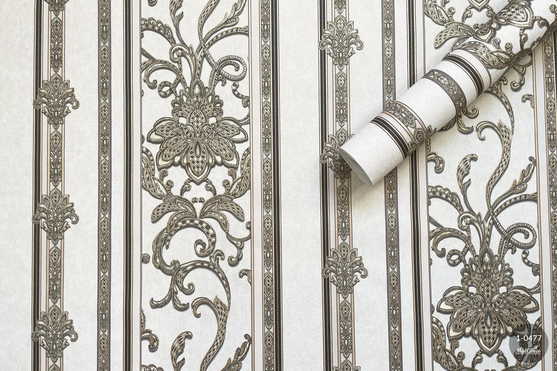 MallDeco TAPETA WINYLOWA SEWILLA JASNOBEŻOWO-BRĄZOWA W PASKI