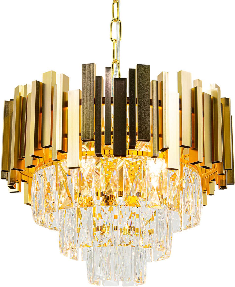 Zwisowa lampa pałacowa Valetta 6268/4 TR do jadalni glamour złota