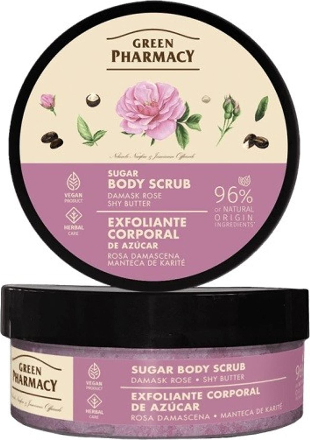 Green Pharmacy GREEN PHARMACY Multi Peeling cukrowy do ciała Róża damasceńska i Masło shea 200 ml