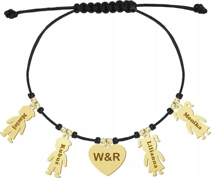 MEJK Jewellery Bransoletka Złota Imię Dziecka Serce 925 Kobieta Dzień Matki GRAWER GRATIS