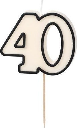 Świeczka urodzinowa 40 biało-czarny 5,5cm