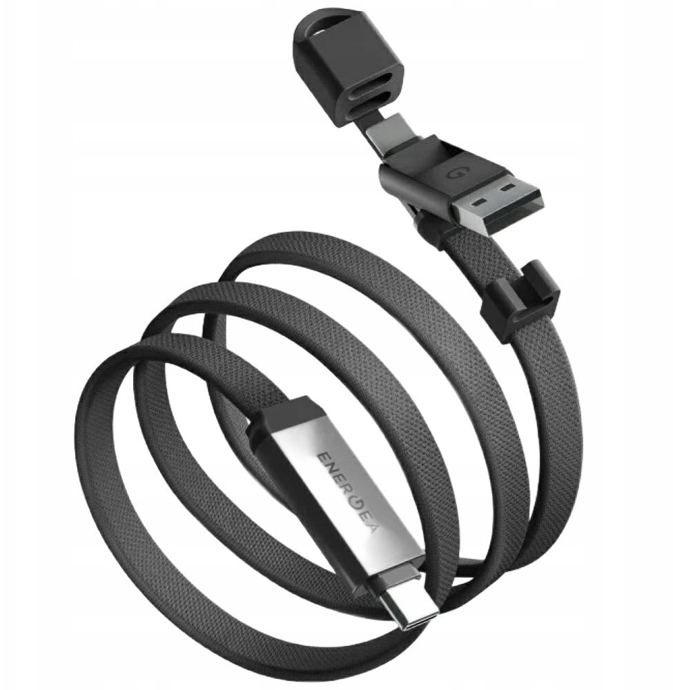 Kabel USB Energea Kabel Sheath Travel 2w1 USB-C do USB-C/USB-A 480Mbps 60W 1.2m gunmetal