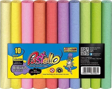 Pastello Bibuła PASTELOWA MINI MINI 12x200 cm mix 10 kolorów PAS-3399 Pastello