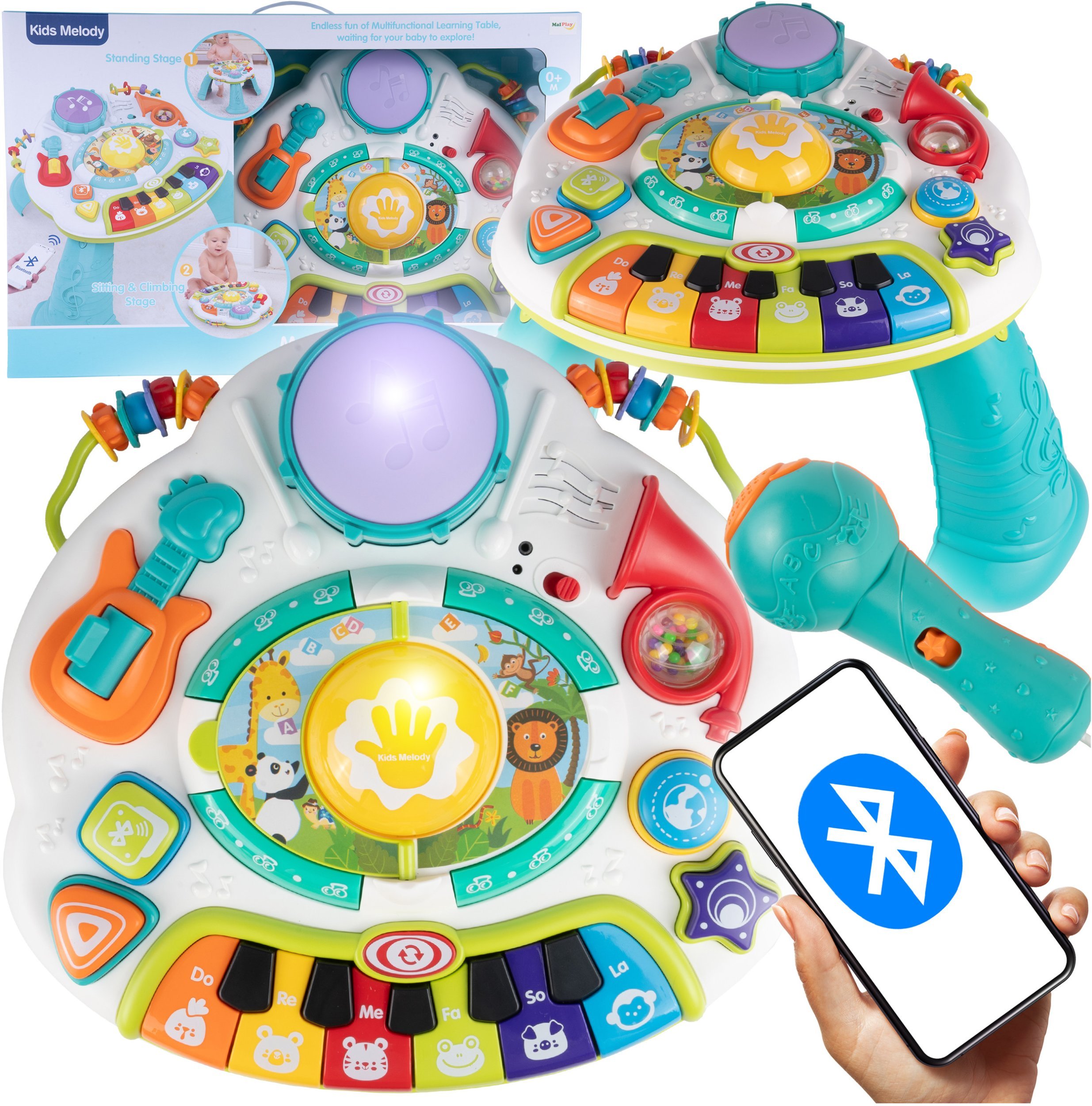 Stolik Interaktywny Edukacyjny Bluetooth Zwierzątka Pianinko Mikrofon