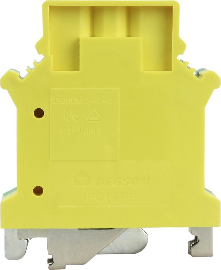 Degson Złączka szynowa przelotowa żółto-zielona PE śrubowa 16mm2 1P VDE UL