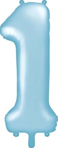 Party Deco Balon foliowy cyfra 1, jasnoniebieski, 86 cm uniwersalny