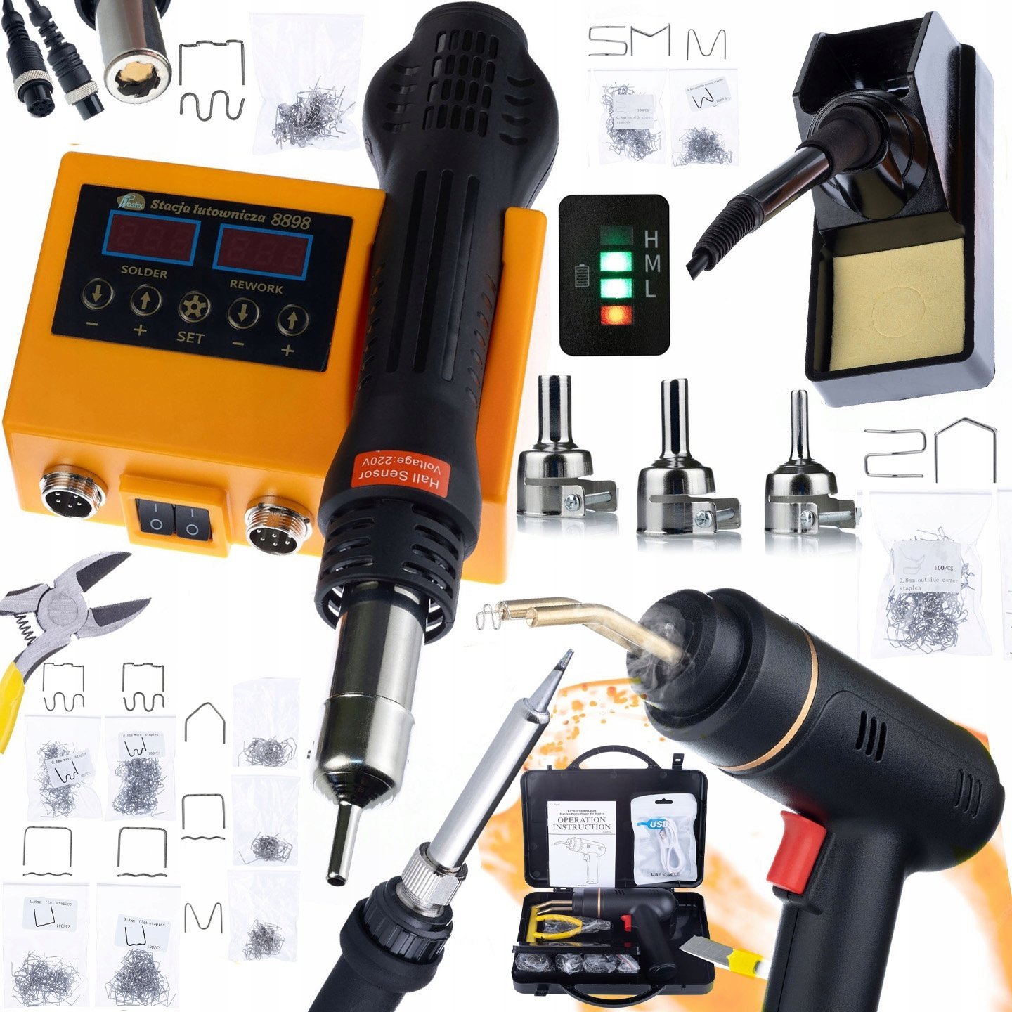 Rosfix STACJA LUTOWNICZA 2W1 LUTOWNICA 660W +AKUMULATOROWY ZSZYWACZ + 1200 ZSZYWEK