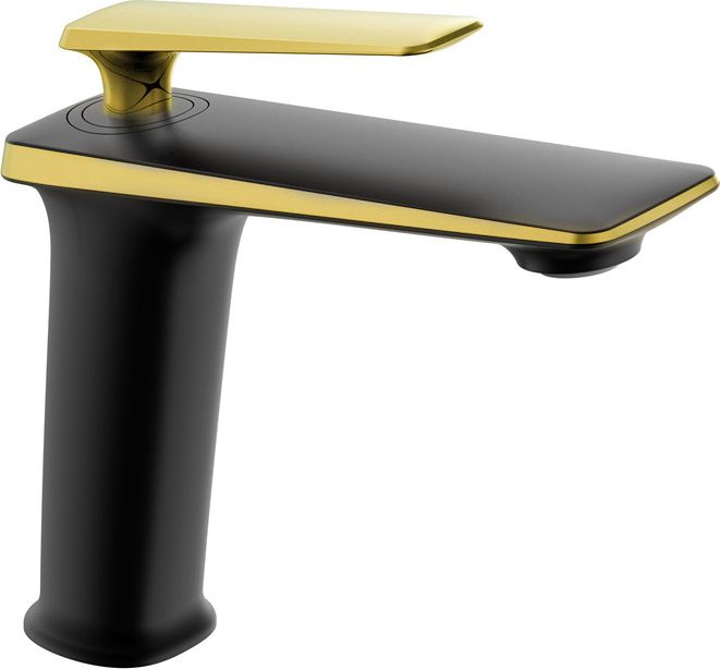 Bateria umywalkowa Mexen Purus stojąca czarny mat + złoto