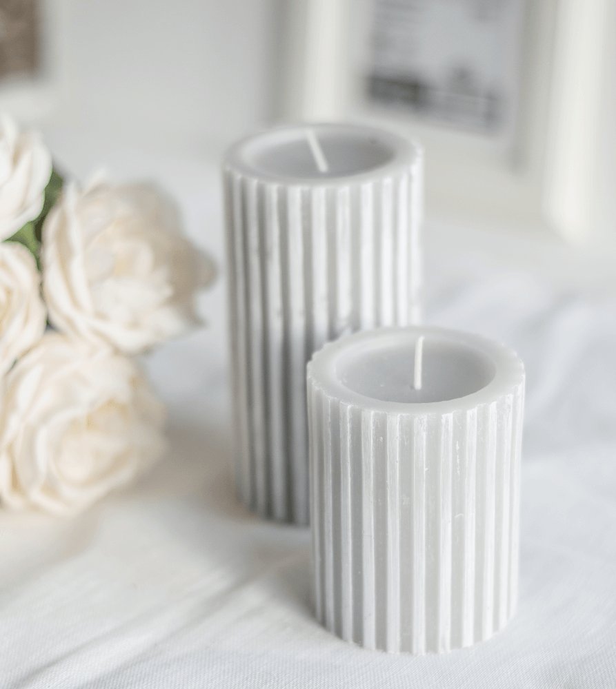 Tajemniczy ogród Świeca modern walec szary S 80/100