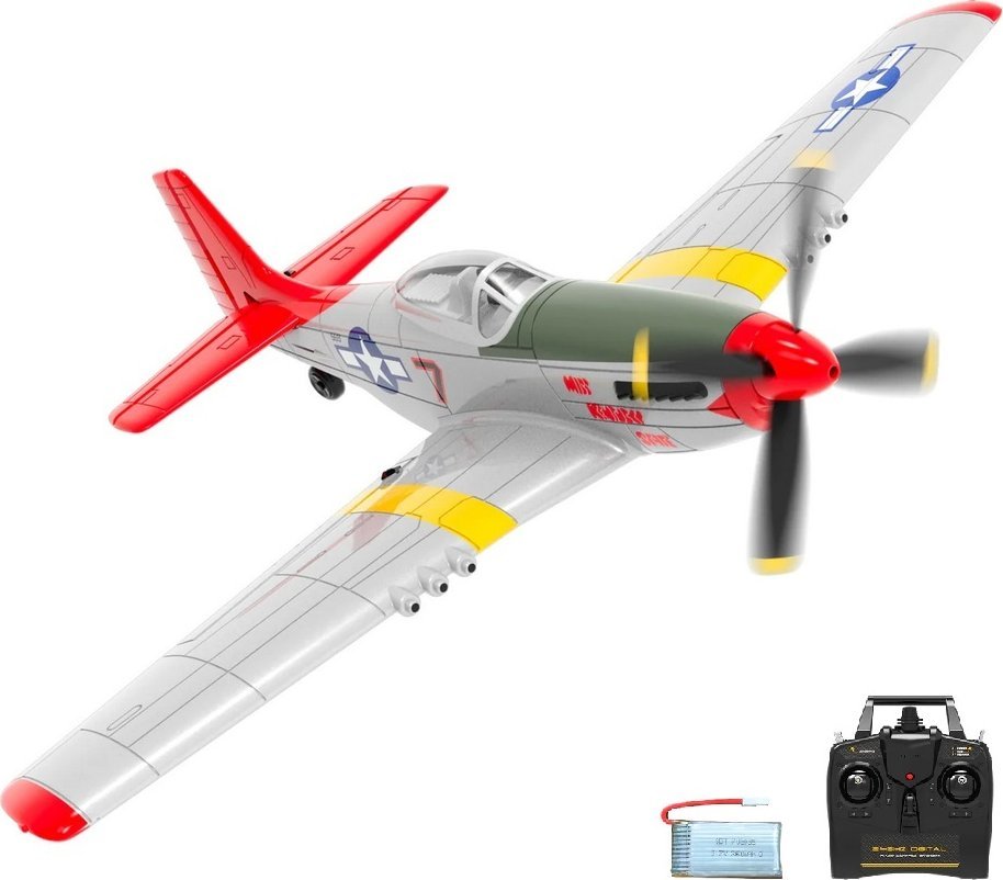 VolantexRC Mini Mustang P-51D z systemem stabilizacji Xpilot One Key Aerobatic Idealny dla początkujących 761-5 V2 RTF Red