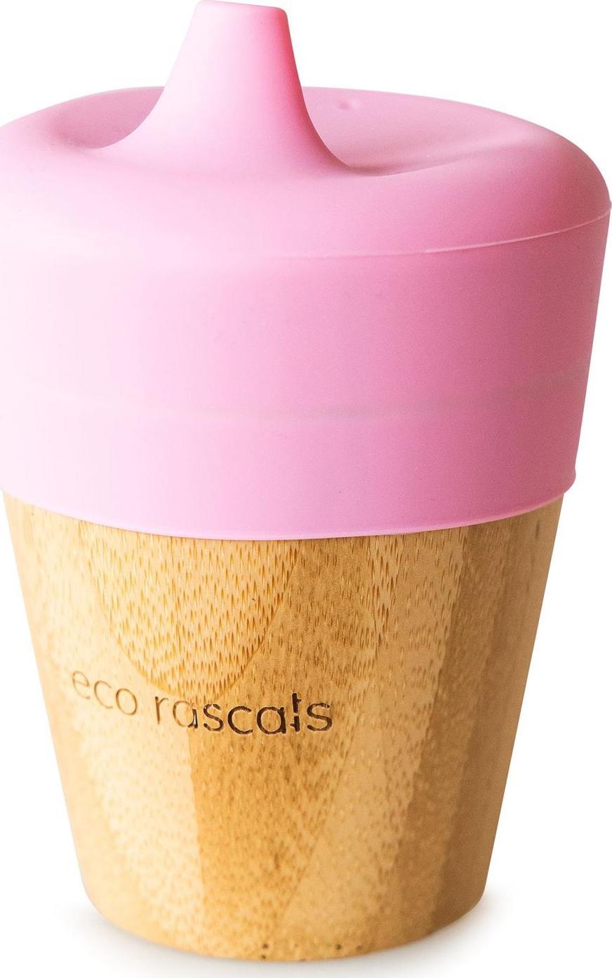 ECO RASCALS ECORASCALS* Kubek bambusowy o pojemności 190 ml z silikonową nakładką w kolorze różowy one size
