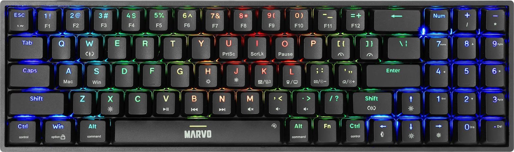 Marvo SHOGO 78, klawiatura US, do gry, przewodowa (USB), czarna, mechaniczna, pod�wietlenie