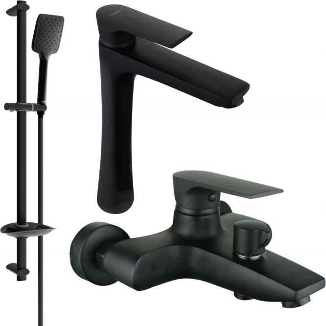 Mexen Mexen Axel DF62 zestaw wannowy, czarny - 73813DF62-70