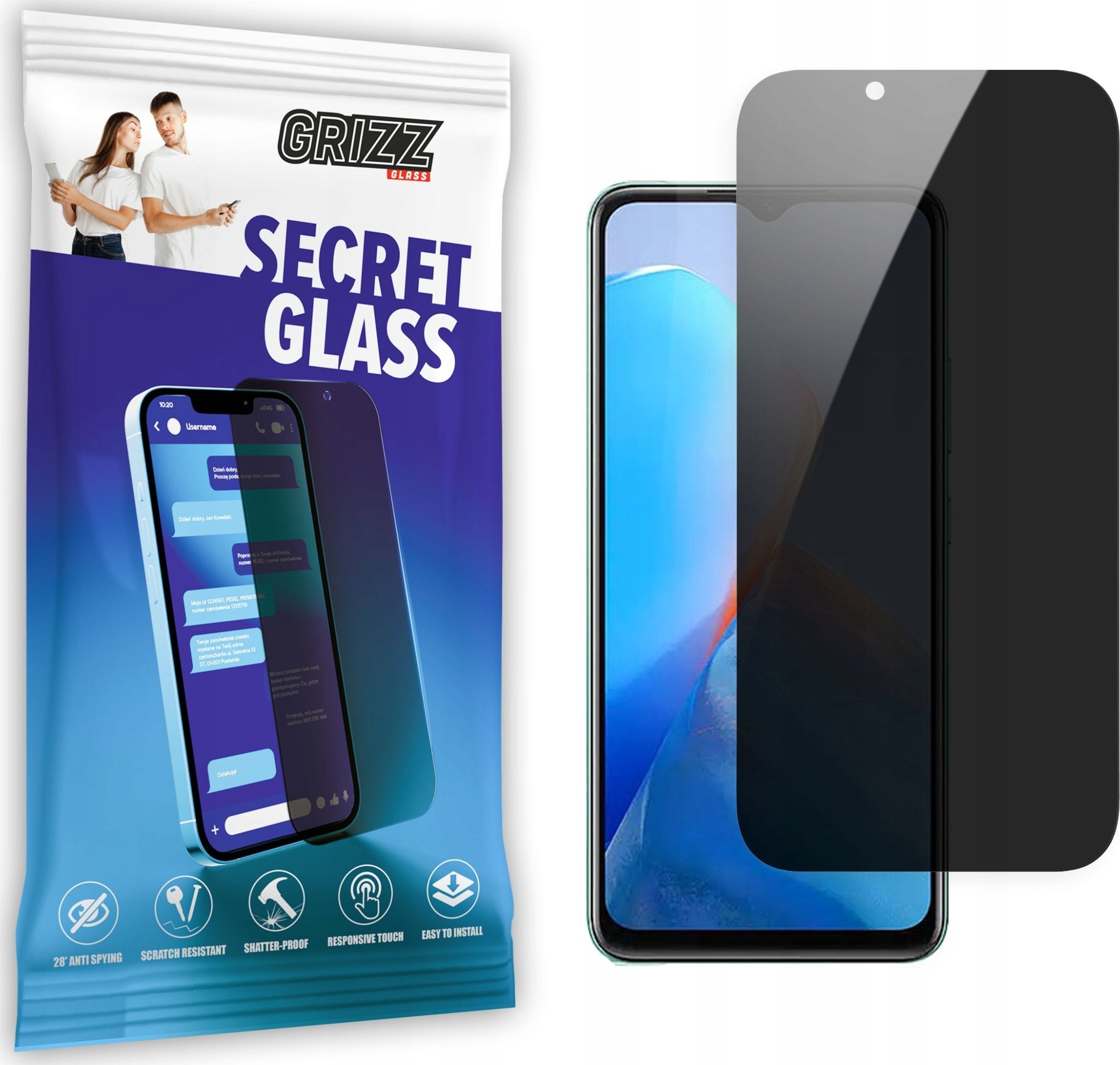 GrizzGlass Szkło prywatyzujące GrizzGlass SecretGlass do Infinix Smart 7 HD