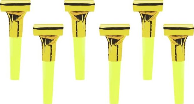 Party Deco Gwizdki imprezowe, złote, 6 szt. uniwersalny