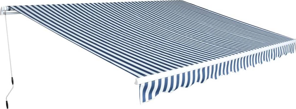 vidaXL Markiza zwijana ręcznie, 450 cm, niebiesko-biała