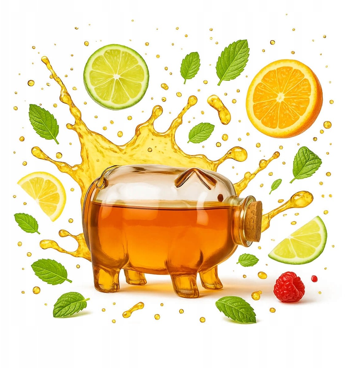 Butelka Szklana Świnka George 350ml Pojemnik na Nalewki Alkohol Prezent