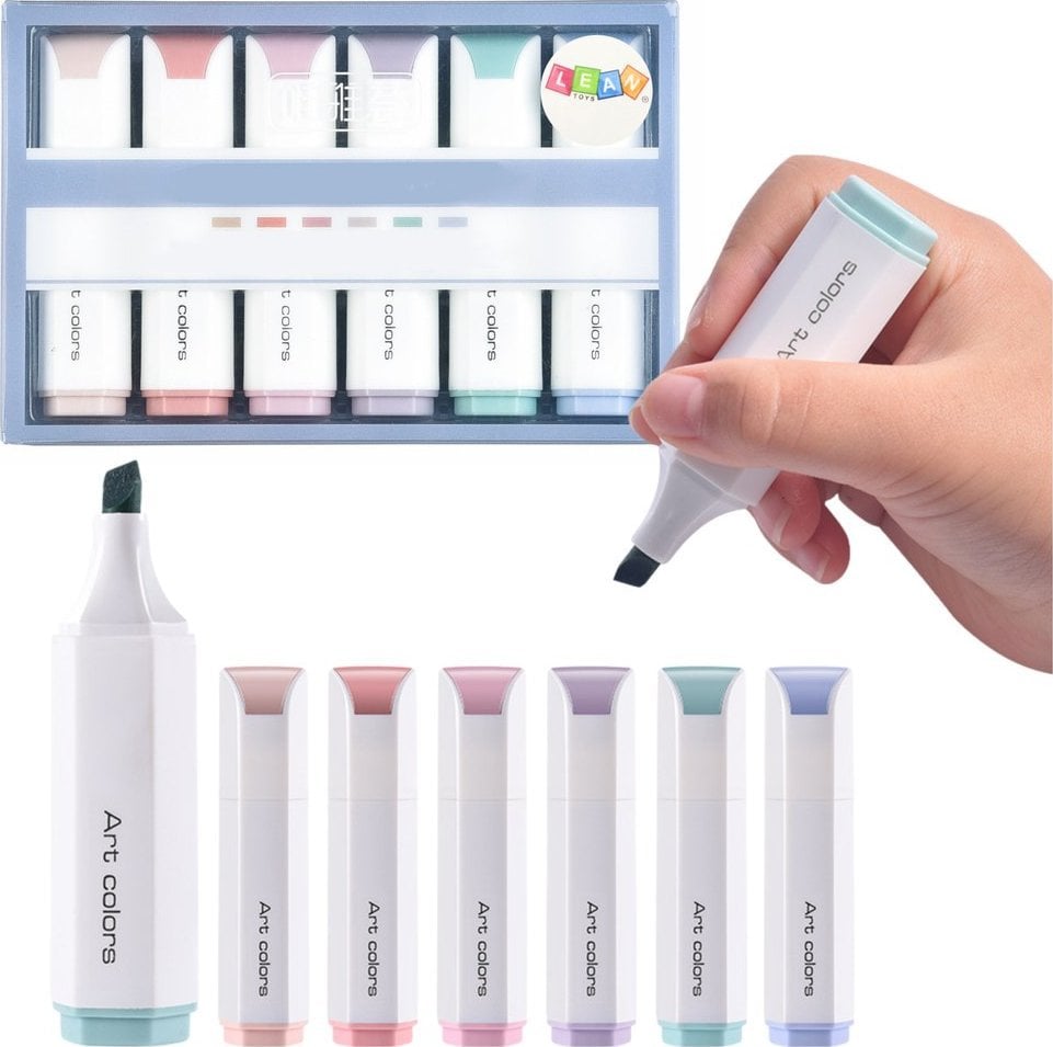 Zestaw Mini Zakreślaczy Delikatne Pastelowe Kolory 6 Szt LEAN