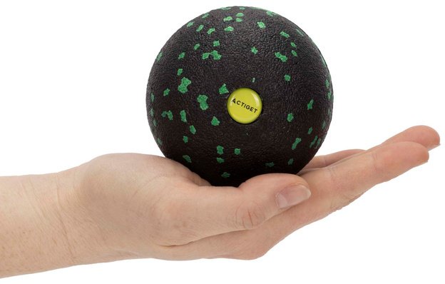 Piłka do masażu pleców i karku, średnio twarda, roller punktowy czarno-zielony UNIWERSALNY