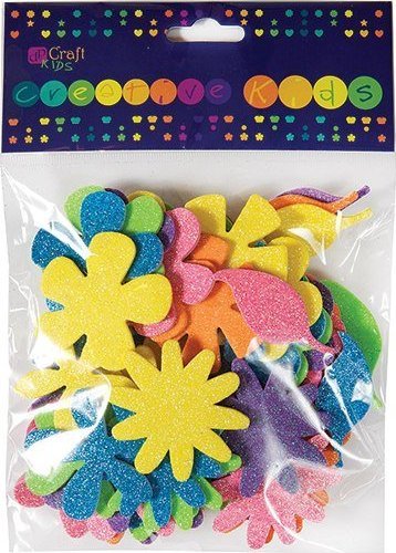 DP Craft Naklejki z pianki kwiatki brokatowe