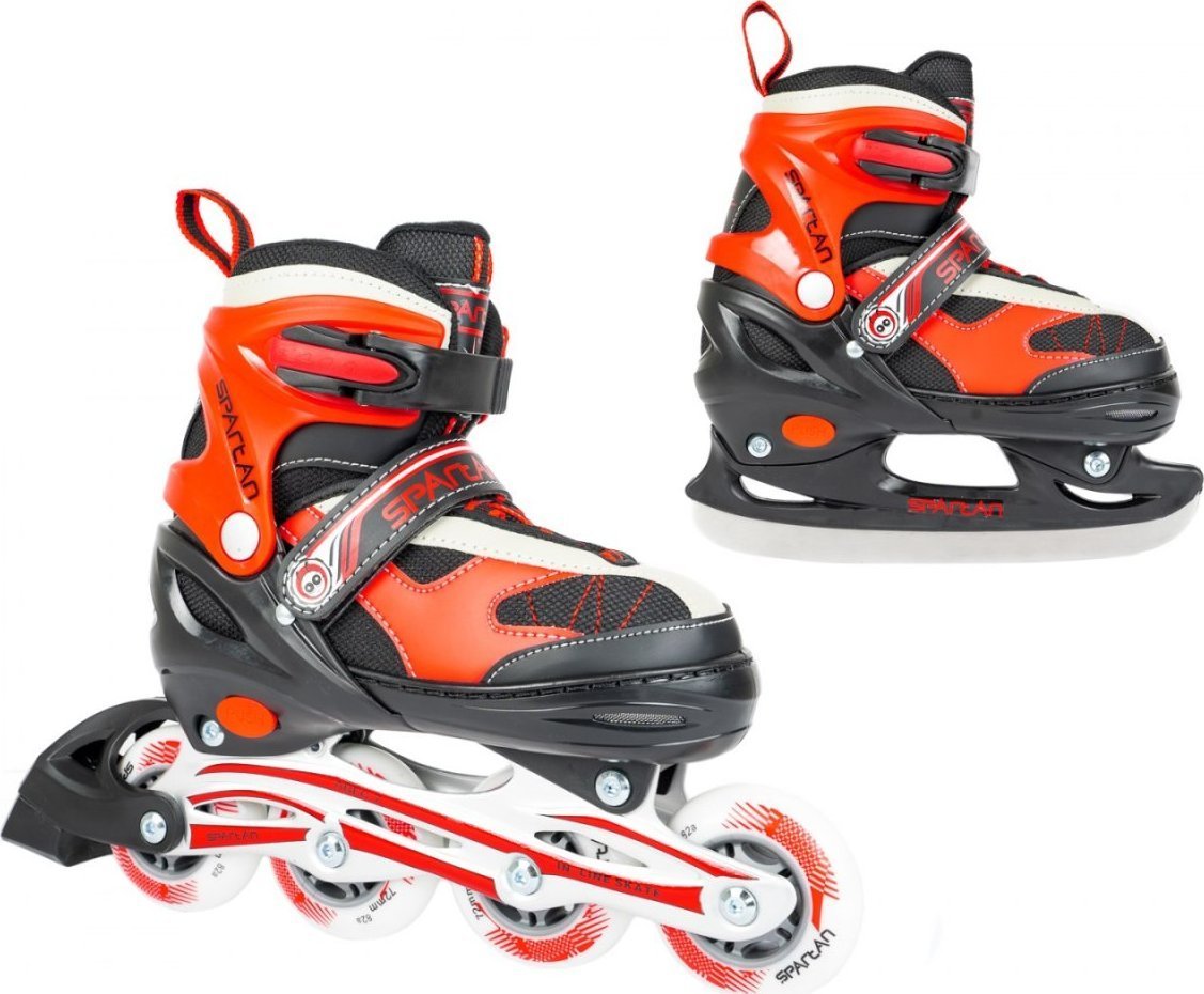 Rolki Spartan Sport SPARTAN Inliner z wymienną płozą regulowane czerwone r. 30-33