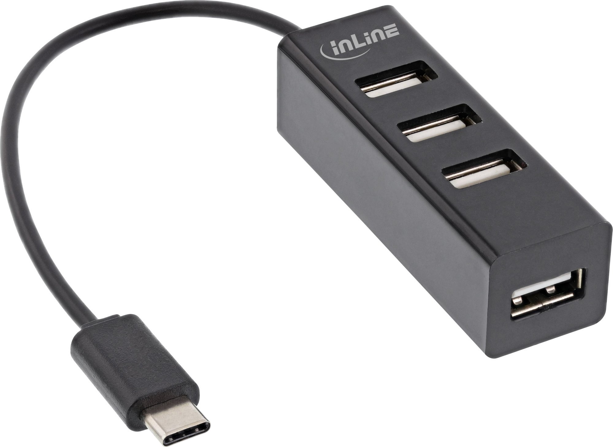 InLine InLine® USB 2.0, 4-Port Hub, USB-C male to 4x USB-A female, black, 15cm, slim design