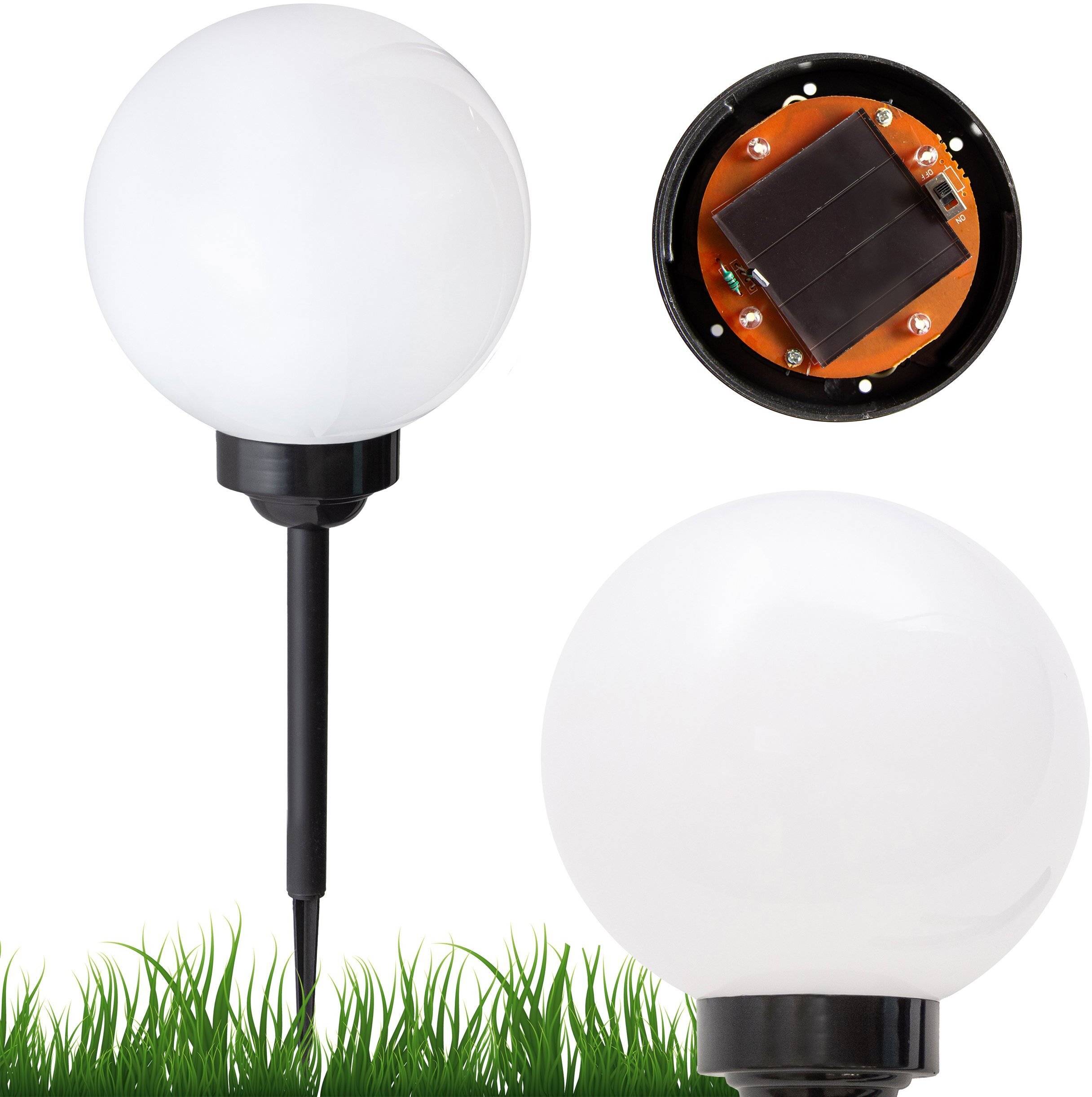 Lampa podłogowa 4iQ Group Lampa solarna Kula ogrodowa ZENIT czarny 20 cm wbijana 4x LED