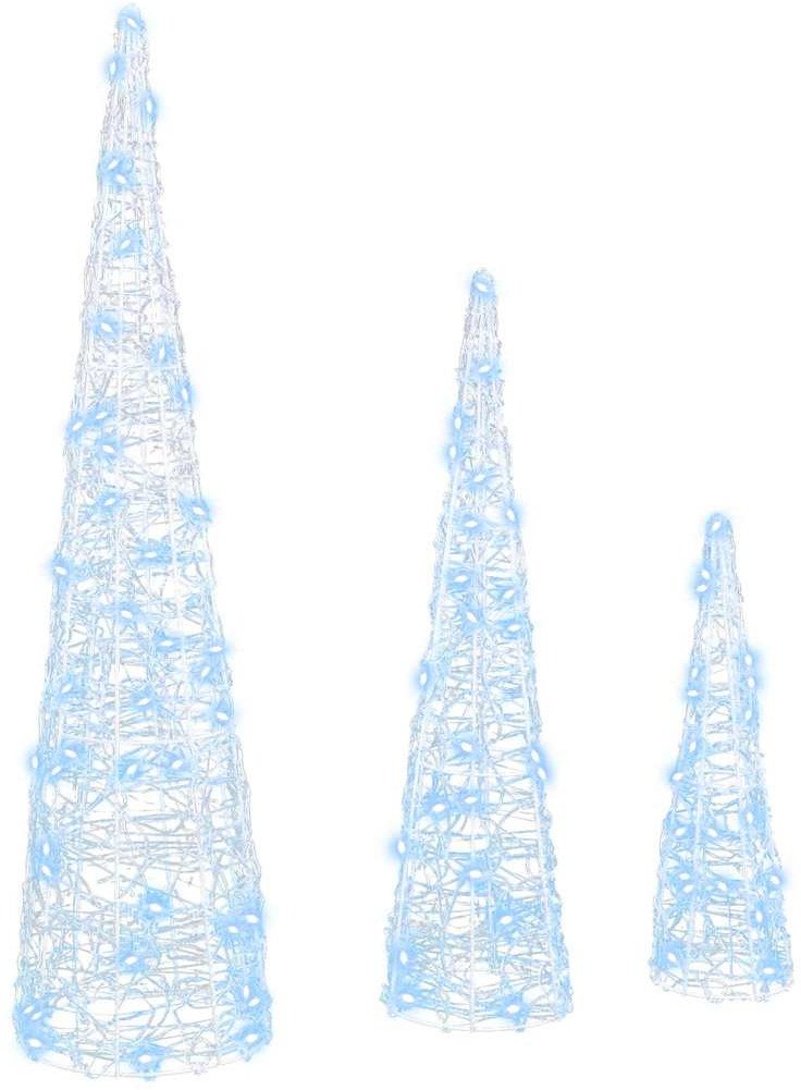 vidaXL Choinka z 90 diodami LED 3 pcs Zimna biel 20 x 20 x 80 cm Akryl