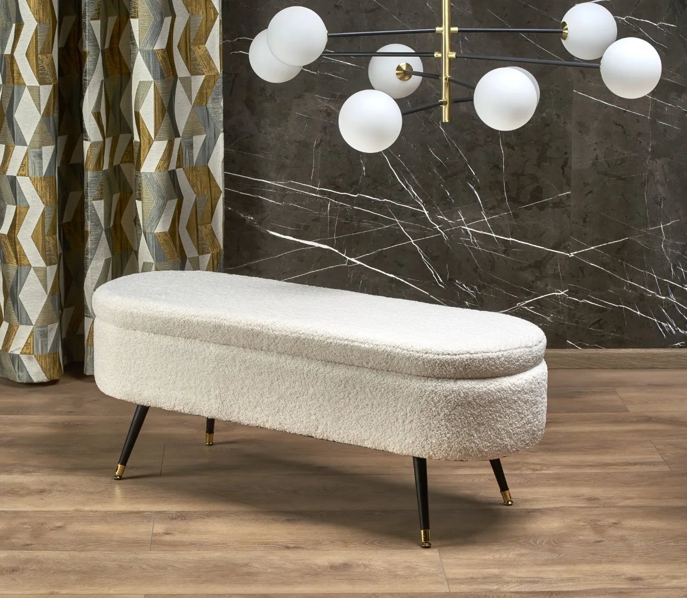 Ławka AVEIRO kremowa z pojemnikiem HALMAR