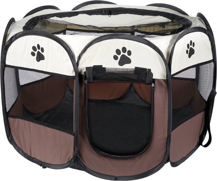 Triton SKŁADANY KOJEC LEGOWISKO KLATKA DLA PSA KOTA - BRĄZOWY 74x74x43cm