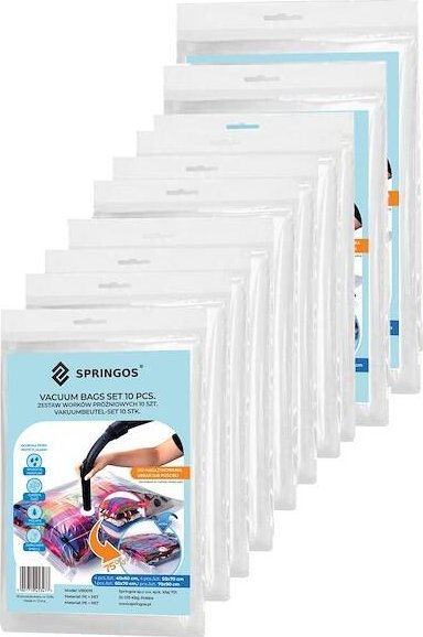 Springos Worek próżniowy 10 szt. pokrowiec na ubrania 4 rozmiary UNIWERSALNY