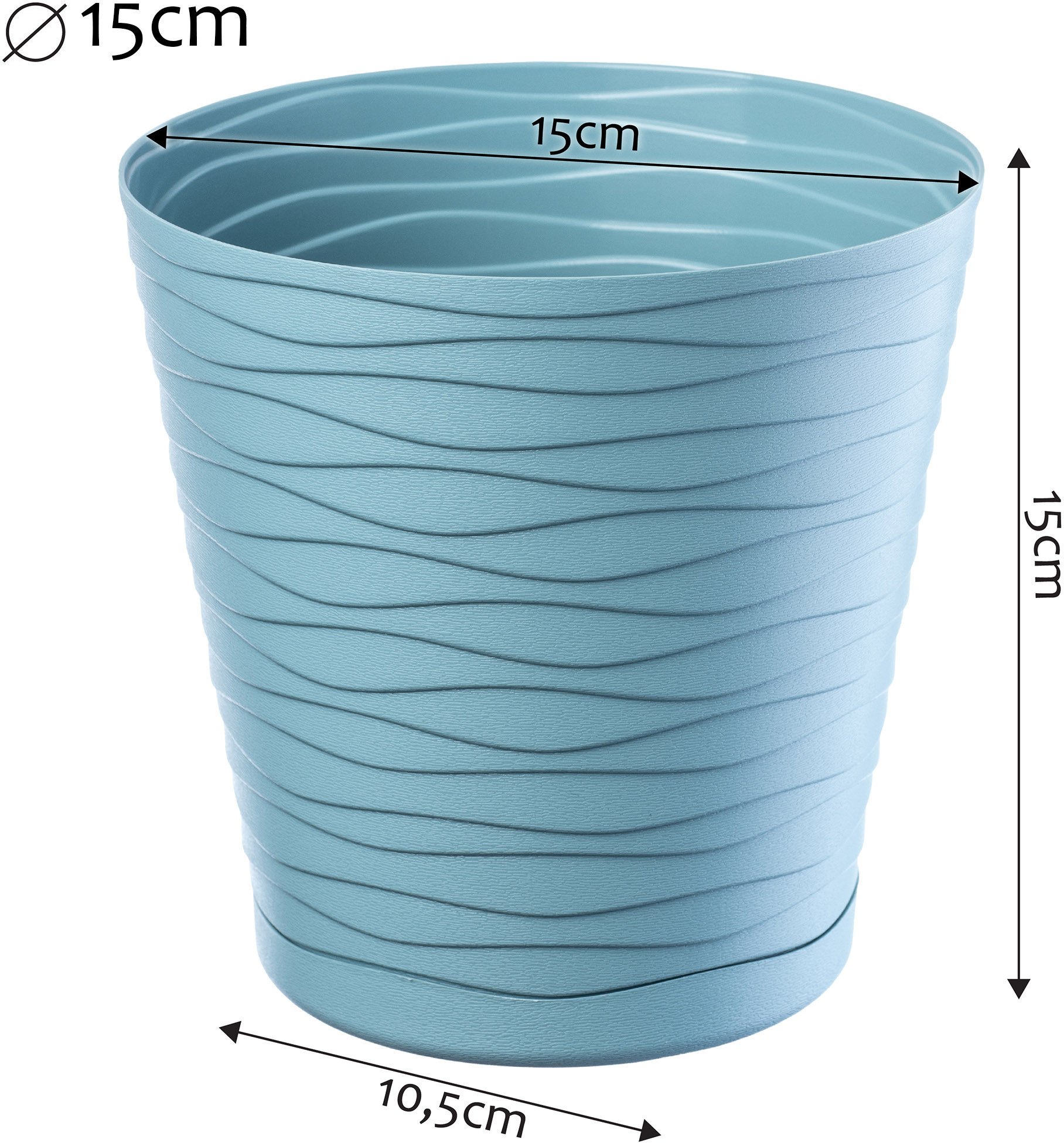 KADAX Doniczka Donica Na Kwiaty 15 cm Osłonka Z Podstawką Kwietnik Plastikowa