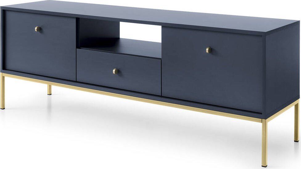 Ravio Szafka RTV Bari RTV154 w kolorze granatowym i złotymi nóżkami
