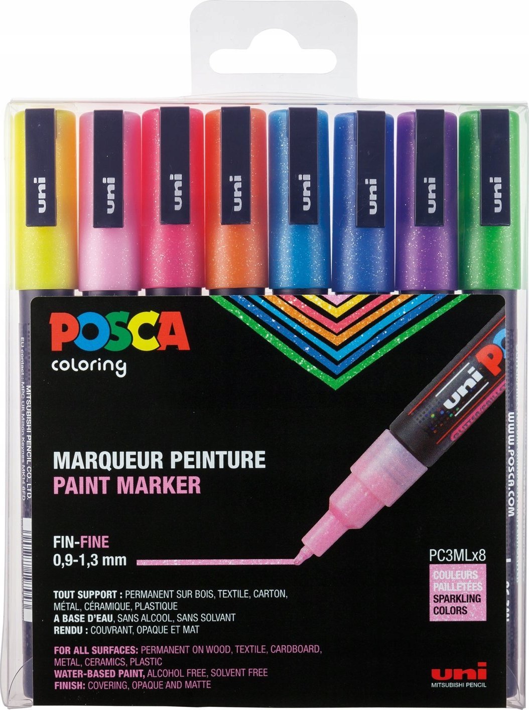 Posca POSCA Marker UNI PC-3M 8er Set Glitter